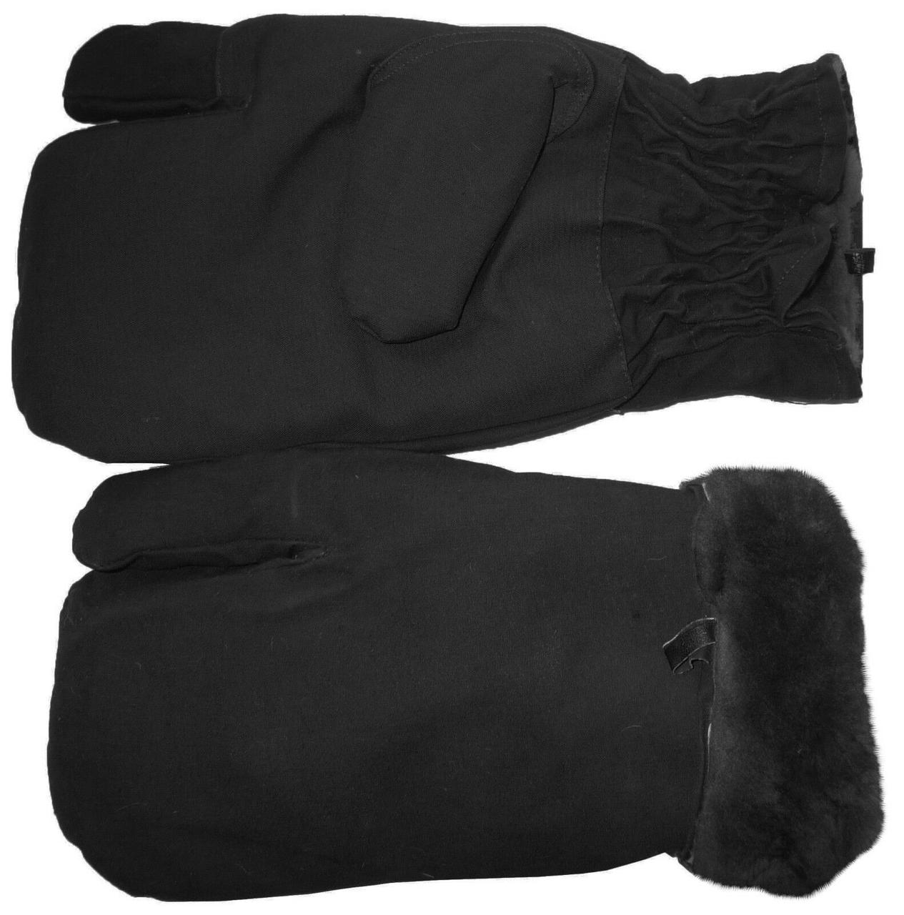 Армейские рукавицы "черные" трехпалые (натуральная овчина). - фото 3 - id-p164522823