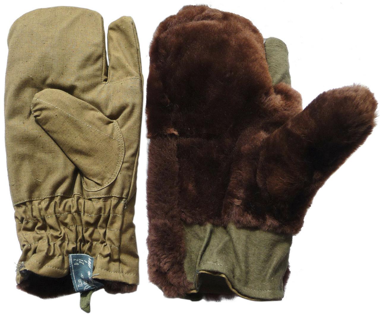 Армейские рукавицы "песочные" трехпалые (натуральная овчина). - фото 3 - id-p164523031