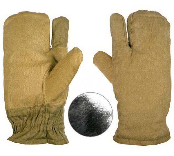 Армейские рукавицы "песочные" трехпалые (натуральная овчина).