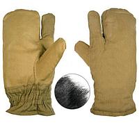 Армейские рукавицы "песочные" трехпалые (натуральная овчина)., фото 1