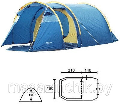 Палатка 4-х местная Atemi LADOGA 4 180+220х270х190 (2000 мм) купить в Минске