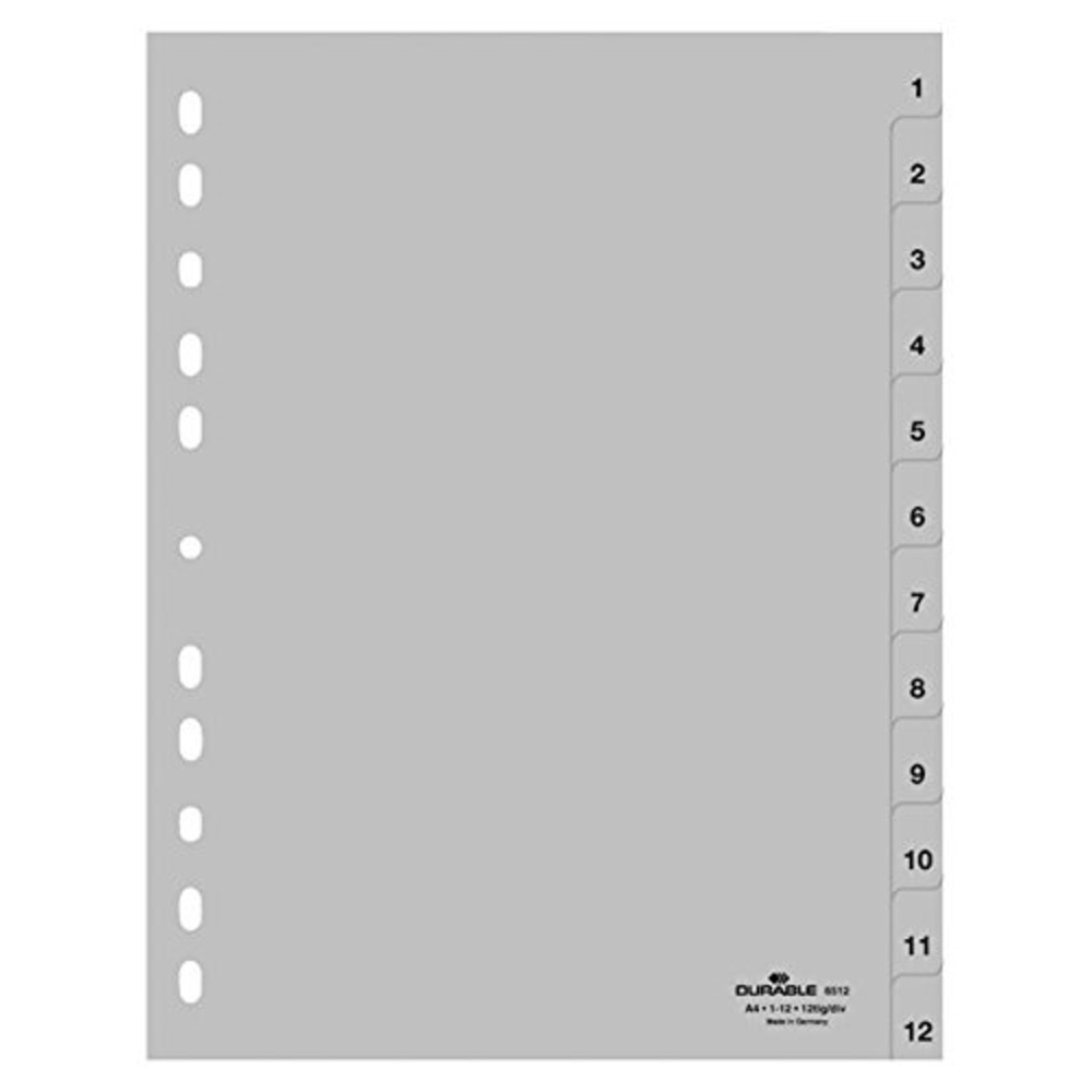 Разделитель пластиковый цифровой (1-12) DURABLE, формат А4 - фото 1 - id-p3606939