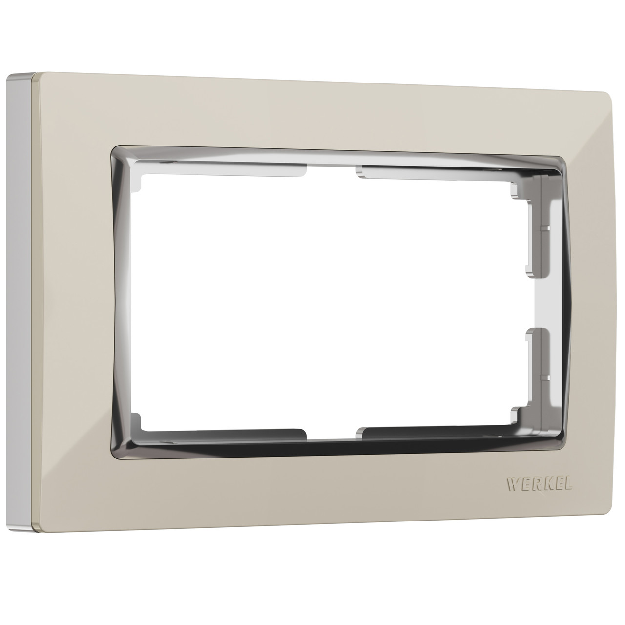 Werkel WL03-Frame-01-DBL-ivory Рамка для двойной розетки (слоновая кость/хром) - фото 1 - id-p146003828