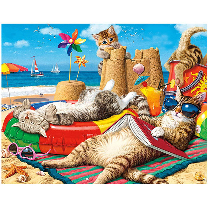 Алмазная живопись "Darvish" 40*50см Коты на отдыхе, фото 1
