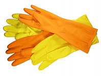 Перчатки хозяйственные, латексные с х/б эластичные, желтые XL