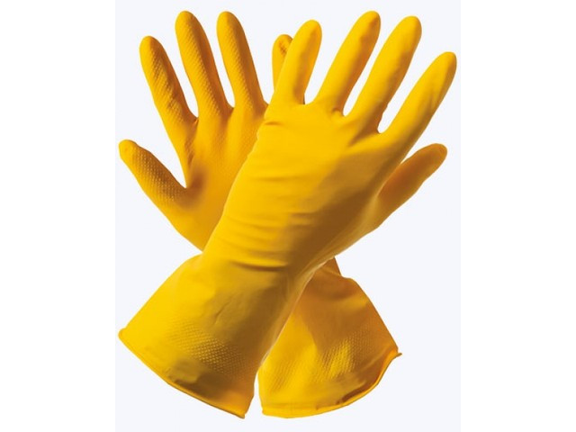 Перчатки хозяйственные, латексные с х/б эластичные, желтые S - фото 2 - id-p164548826