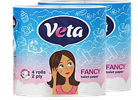 Бумага туалетная двухслойная Veta Fancy 1*4 рулона