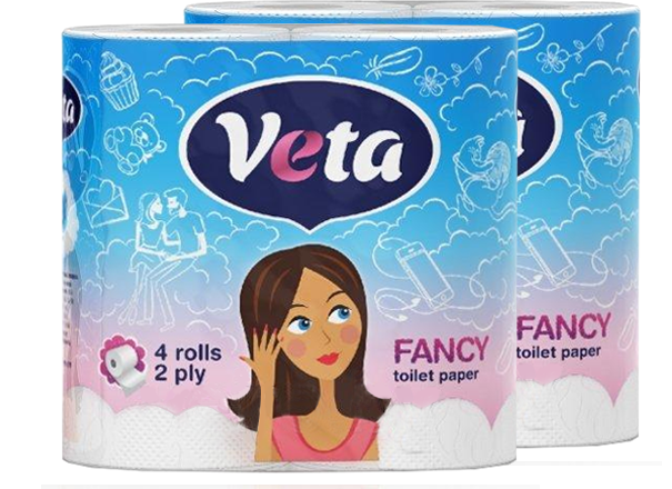 Бумага туалетная двухслойная Veta Fancy 1*4 рулона - фото 1 - id-p164548874