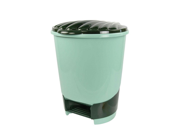 Ведро для мусора с педалью 10л пластик зеленый - фото 1 - id-p164548897