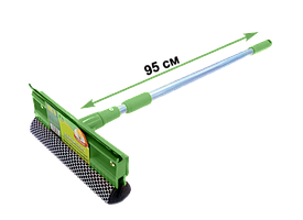 Щетка для мытья окон с телескопической ручкой 95см Умничка зеленая