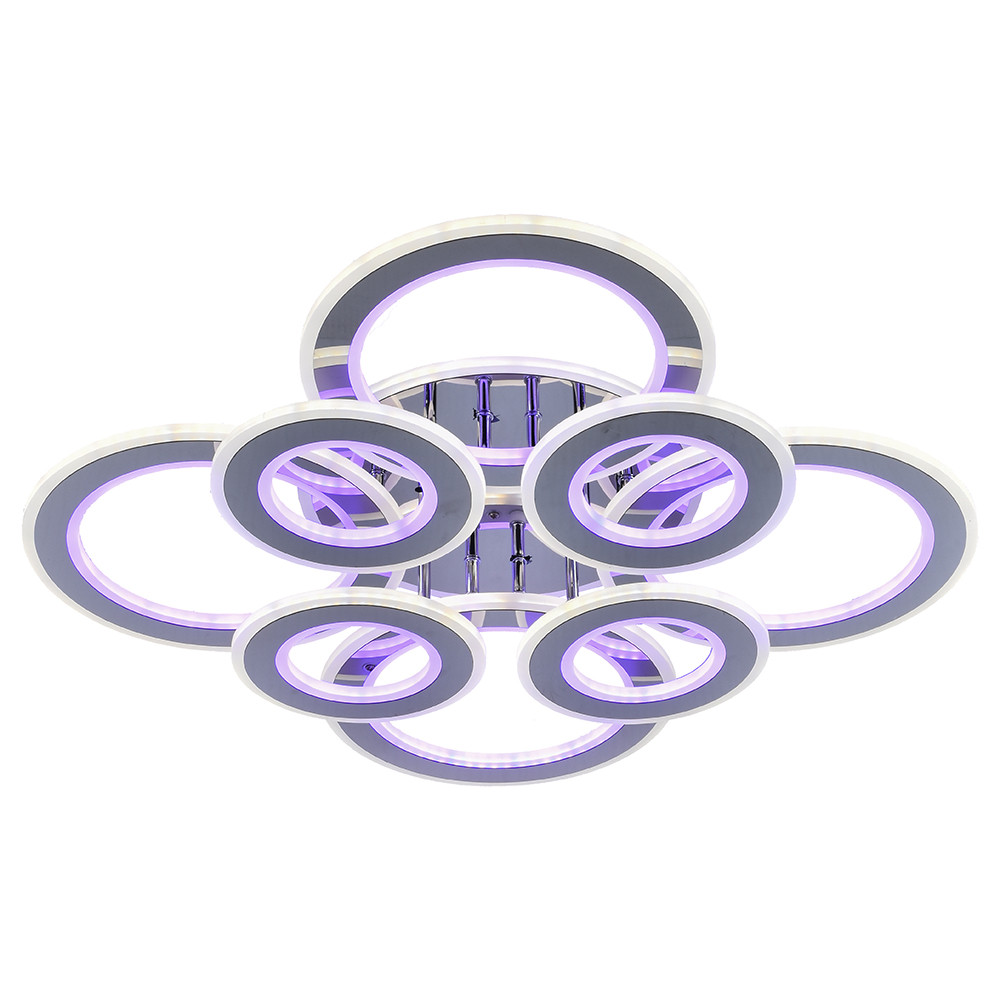 Светодиодная люстра 8005/4+4 CHR 214W+168W BL+YL