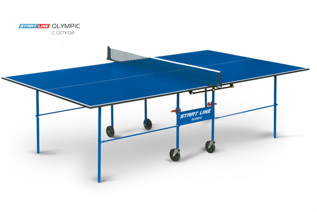 Теннисный стол Olympic blue с сеткой - стол для настольного тенниса для частного использования со встроенной