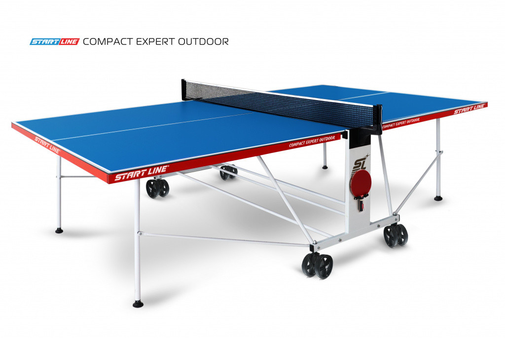 Теннисный стол Compact Expert Outdoor blue - складная модель всепогодного теннисного стола для улицы и