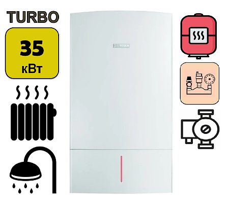 Турбированный газовый котел Bosch Gaz 7000W ZWC 35-3 MFA (двухконтурный), фото 2