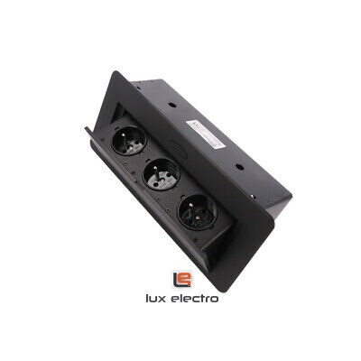 Блок розеточный встраиваемый Orno 3x2P+E со шторками, без кабеля, 3600Вт, металл, черный - фото 2 - id-p164550255
