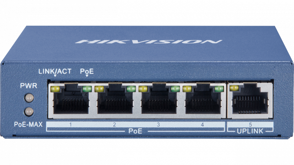 Коммутатор Ethernet с PoE настольный Hikvision DS-3E0505P-E