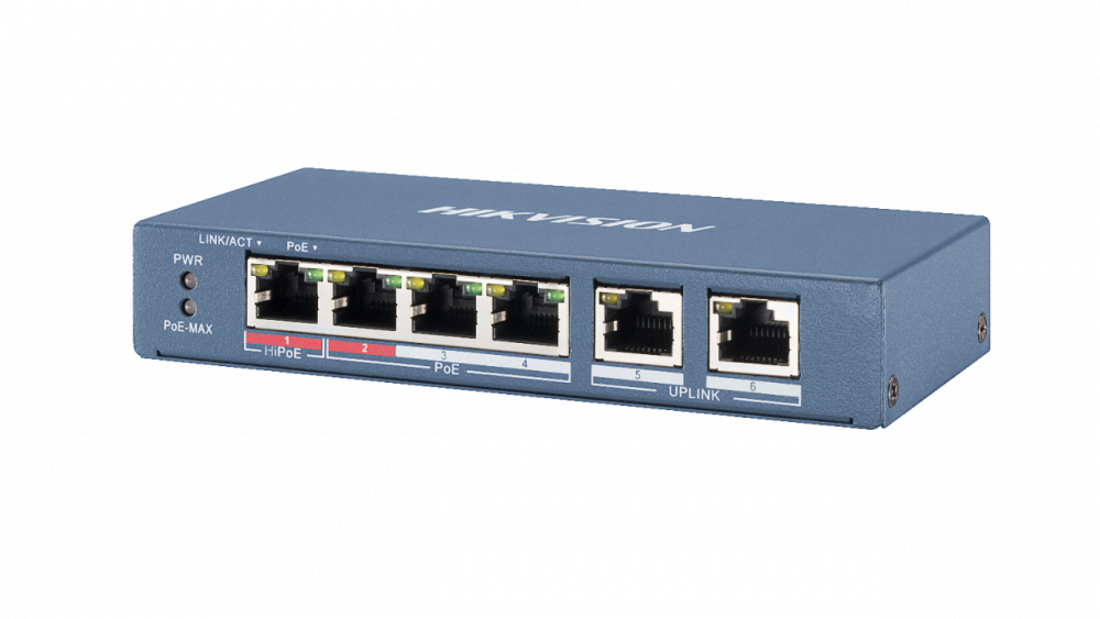 Коммутатор Ethernet с PoE настольный Hikvision DS-3E0106HP-E