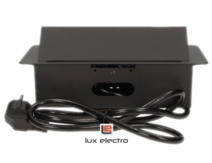 Блок розеточный встраиваемый Orno 3x2P+E со шторками, кабель 1,5m, 3600Вт, металл, черный - фото 3 - id-p164550257