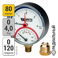 Watts FR 828 (TMRP) 80/4, 1/2" термоманометр радиальный