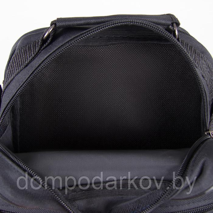 Сумка деловая, 2 отдела на молниях, 2 наружных кармана, длинный ремень, цвет чёрный - фото 5 - id-p164570299