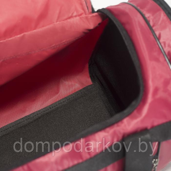 Сумка спортивная, отдел на молнии, 2 наружных кармана, длинный ремень, цвет бордовый - фото 5 - id-p164575296