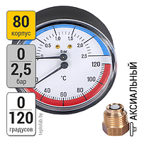 Watts FR 818 (TMRP) 80/2,5, 1/2" термоманометр аксиальный