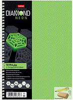 Тетрадь А4 на гребне Hatber Diamond Neon, 96 листов, клетка, пластик, 4 цв. разделителя, с линейкой, зеленая