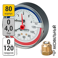 Watts FR 818 (TMRP) 80/4, 1/2" термоманометр аксиальный