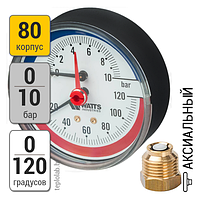 Watts FR 818 (TMRP) 80/10, 1/2" термоманометр аксиальный