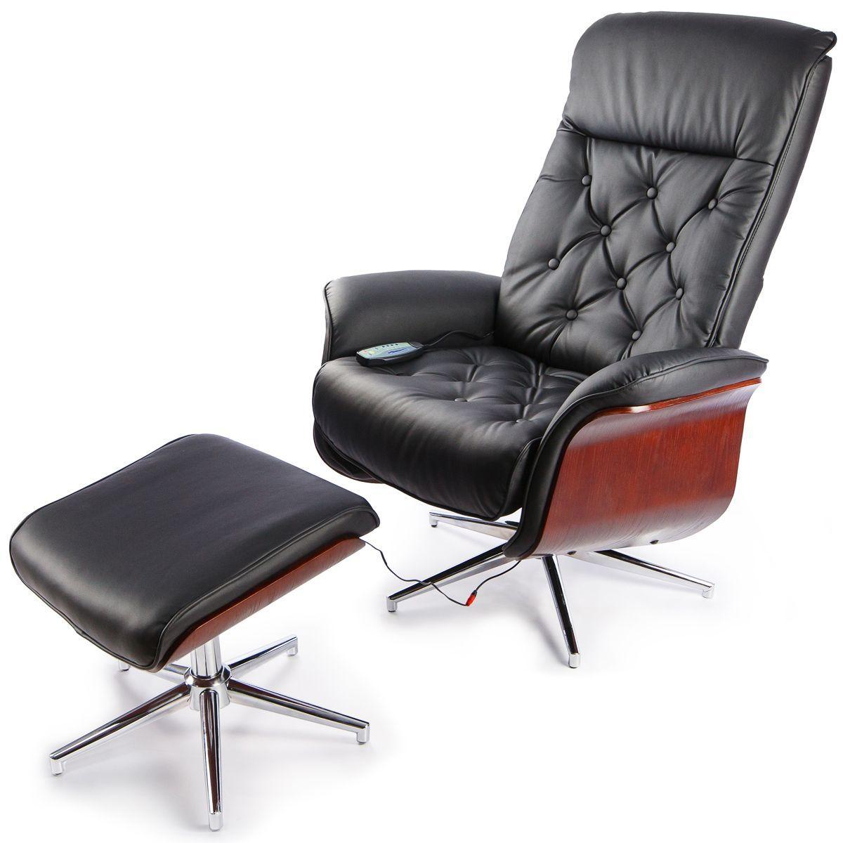 Кресло массажное Calviano 95 с пуфом черное - фото 4 - id-p164647562