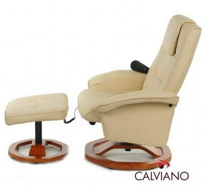 Кресло массажное Calviano 20 с пуфом бежевое - фото 1 - id-p164647563