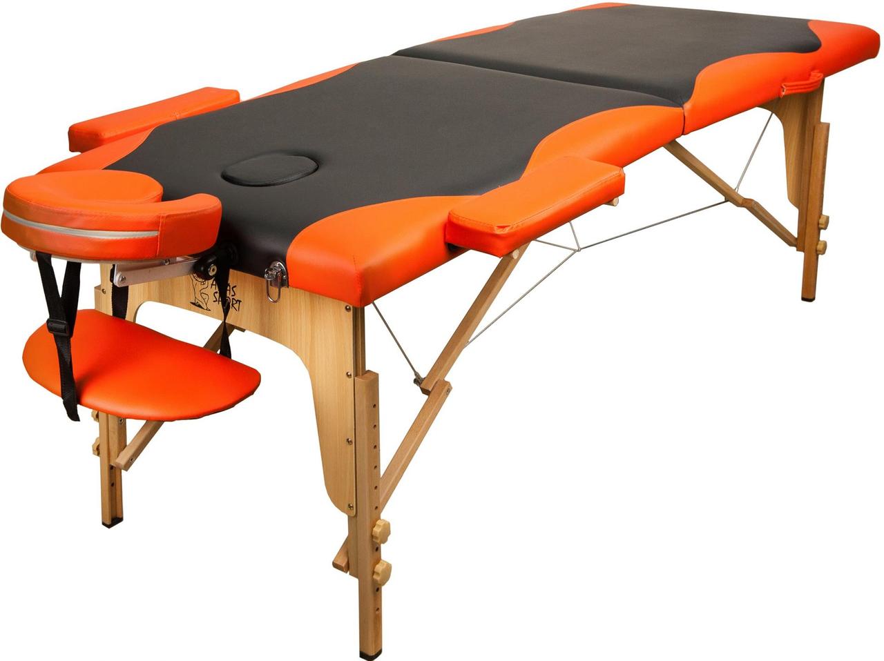 Массажный стол Atlas Sport складной 2-с деревянный 195х70 см оранжевый