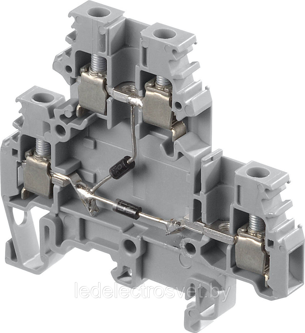 Клемма ZS6-D2-PE/5,2 стандартная, 2 уровня, нижний заземл., 4 контакта, 41А, 800В, серый - фото 1 - id-p164564791