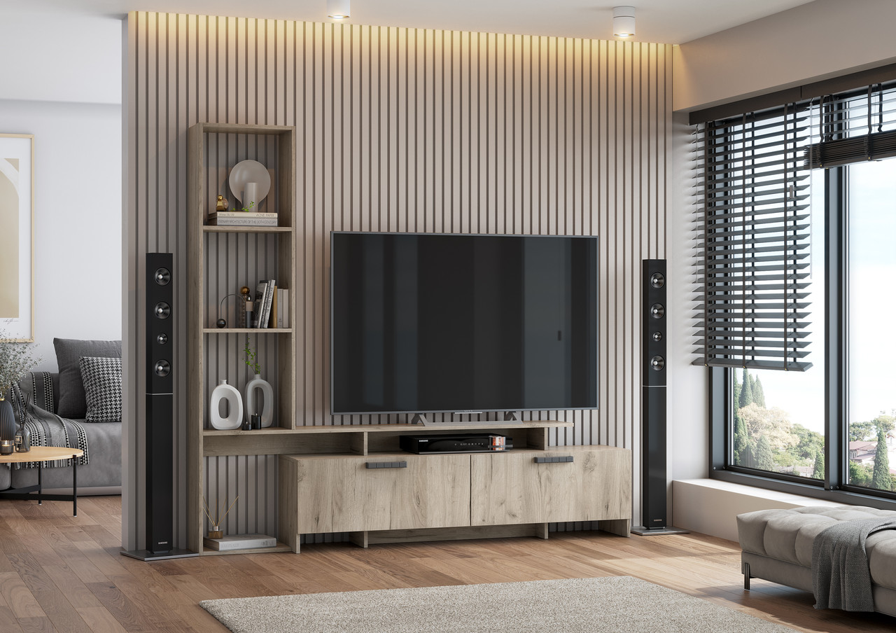 Тумба ТВ - гостиная Лучиано - Дуб крафт серый