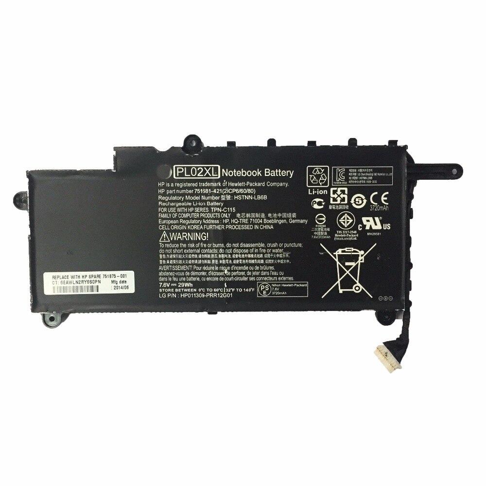 Аккумулятор (батарея) для ноутбука HP Pavilion 11-n000snx (PL02XL) 7.6V 29Wh