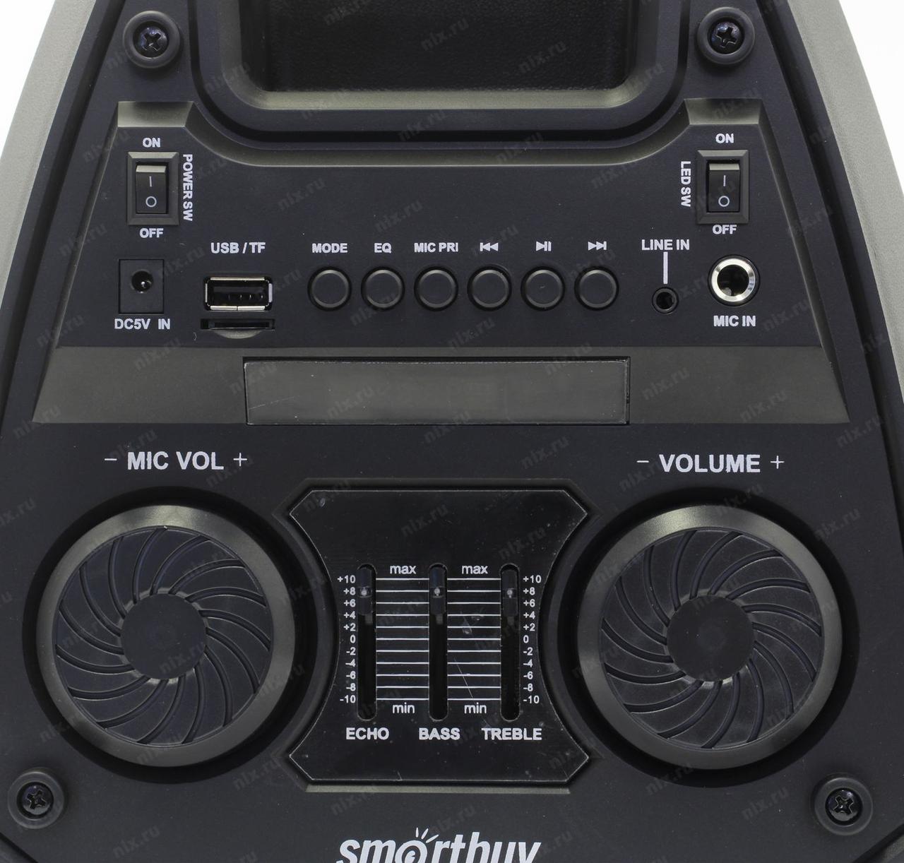 Портативная колонка Smartbuy REAVER 20W (Bluetooth, USB, AUX, FM-радио, караоке, пульт ДУ, подсветка, дисплей) - фото 3 - id-p164670751