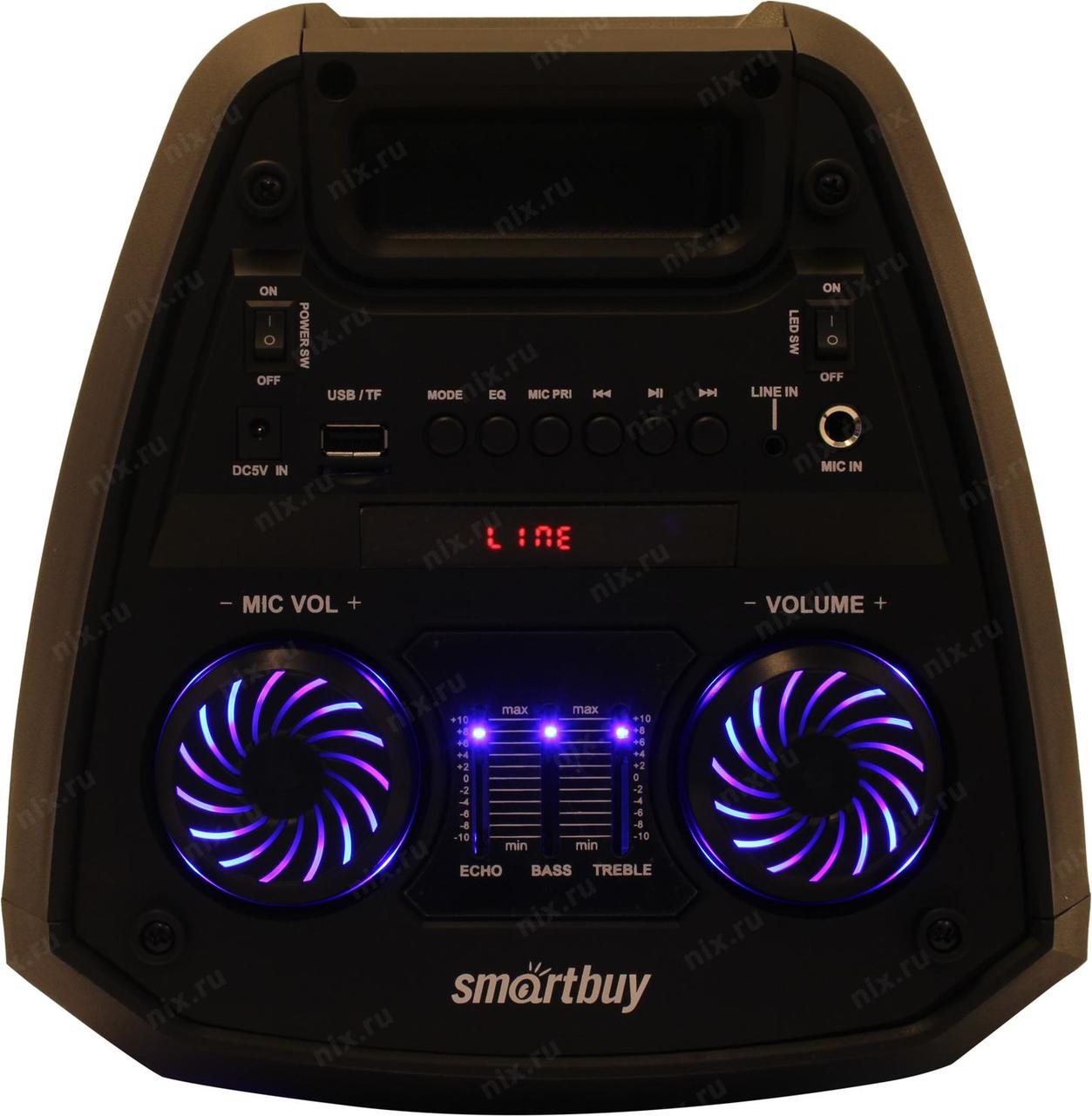 Портативная колонка Smartbuy REAVER 20W (Bluetooth, USB, AUX, FM-радио, караоке, пульт ДУ, подсветка, дисплей) - фото 7 - id-p164670751