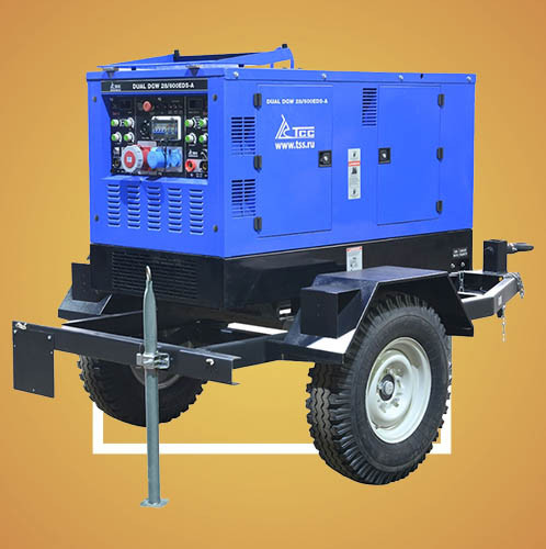 Двухпостовой дизельный сварочный генератор TSS DUAL DGW 28/600EDS-A РКМ на прицепе - фото 2 - id-p155444056