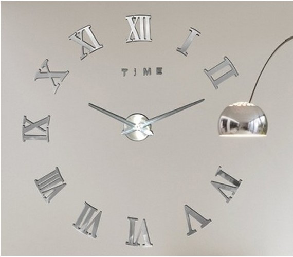 Часы настенные " СДЕЛАЙ САМ" диаметр от 80 см (римские цифры) Серебристый - фото 3 - id-p164694708