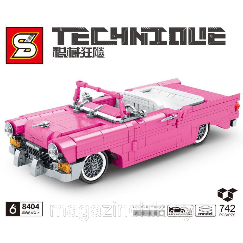 Конструктор Розовый ретро-кабриолет Chevrolet, SY 8404, инерционный, аналог Лего Креатор - фото 3 - id-p164696997