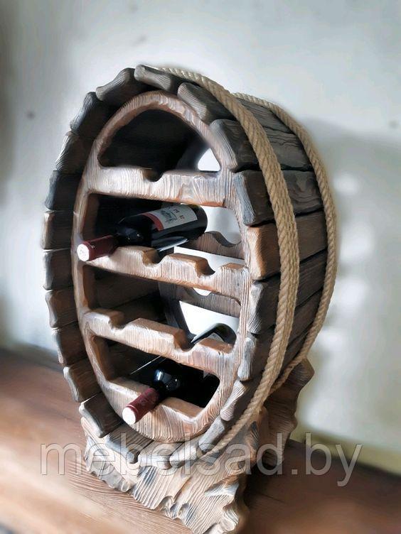 Стеллаж винный деревянный "Бочка Супер №6" В800мм*Д500мм*Г450мм - фото 1 - id-p164739442