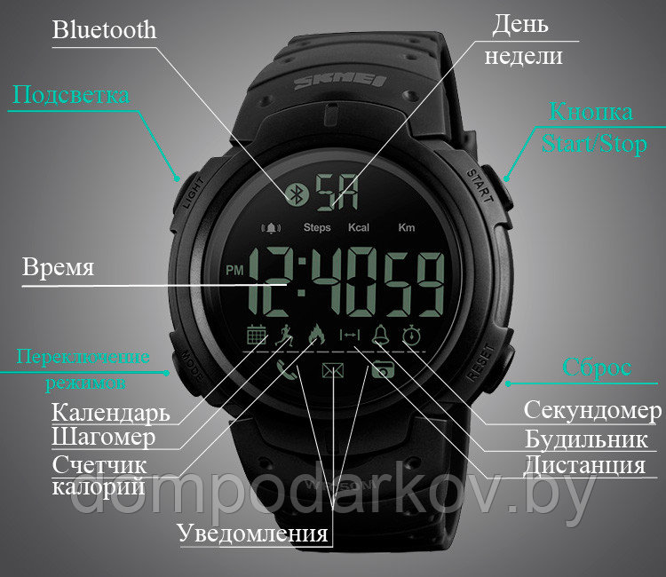 Мужские часы Skmei(SK1301) с фитнес-трекером, оригинал - фото 4 - id-p164765881