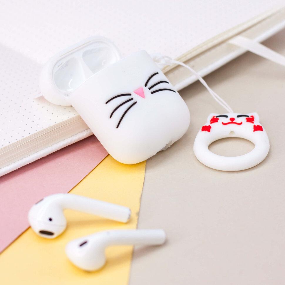 Чехол для Airpods "Cat whiskers", white - фото 1 - id-p164765948