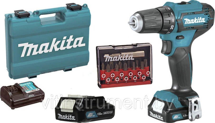 Аккум. дрель-шуруповерт MAKITA DF 333 DYX14 в чем. (12.0 В, 2 аккумулятора., 1.5 А/ч Li-Ion, 2 скор., 30 Нм) - фото 2 - id-p164774410