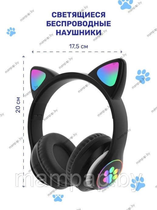 на русском Наушники Кошачьи Ушки Cat STN(СТН)-28 ЧЕРНЫЕ - фото 4 - id-p164797478