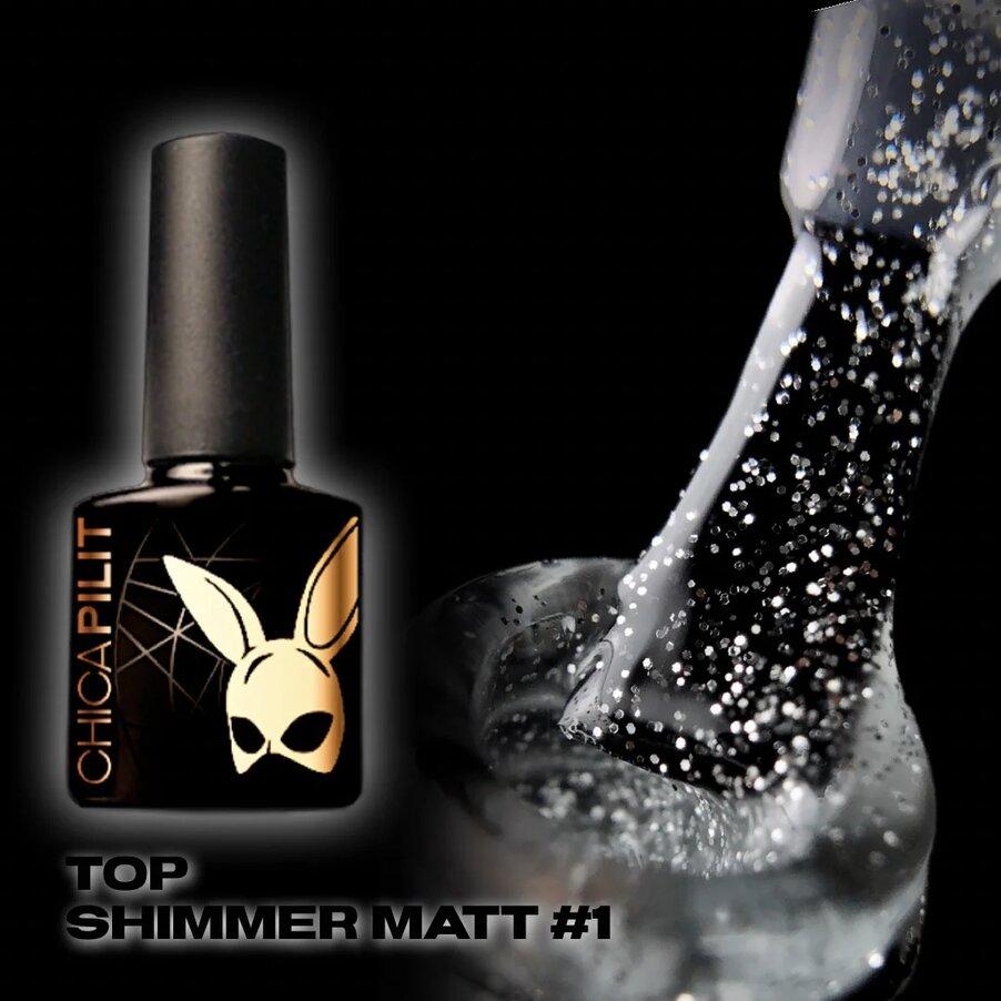 Матовый Топ с крупным серебряным шиммером Chicapilit SHIMMER MATT#1, 10 мл.
