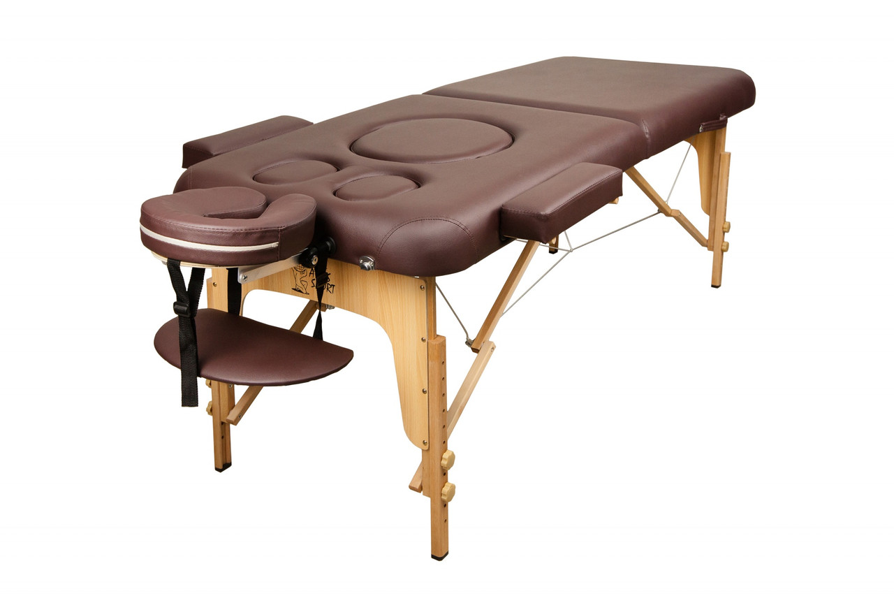 Массажный стол для беременных Atlas Sport складной 2-с деревянный 185х70 см бургунди - фото 1 - id-p164805760
