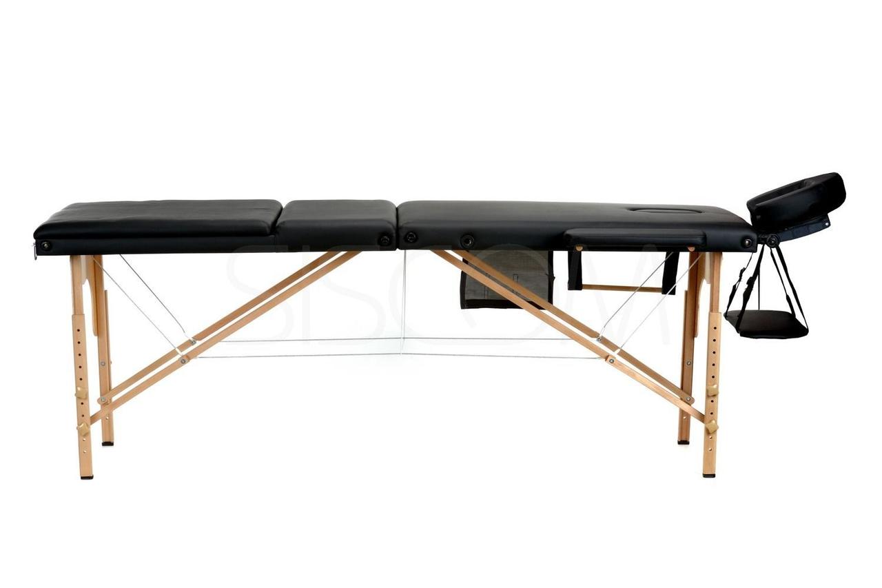Массажный стол Atlas Sport складной 2-с деревянный 186х60 см черный - фото 1 - id-p164805880