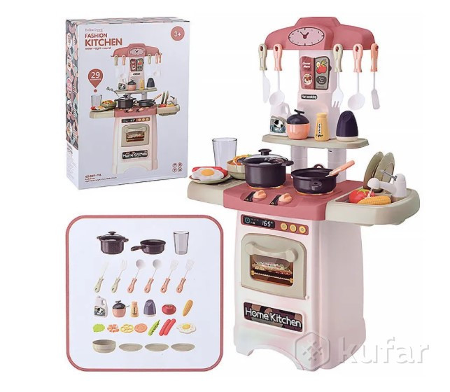 Кухня детская Fashion Kitchen 62 см, 29 предметов, свет звук вода 889-196