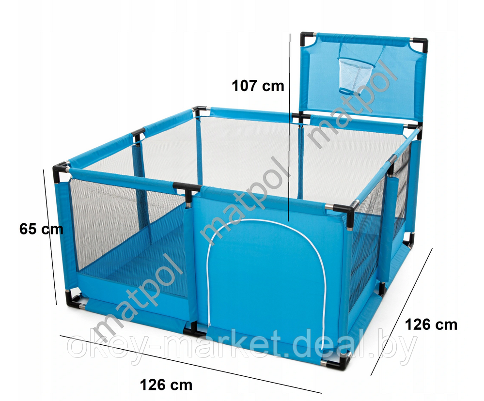 Детский манеж-сухой бассейн с баскетбольной корзиной 126 х 126 x 65 см - фото 4 - id-p110453052
